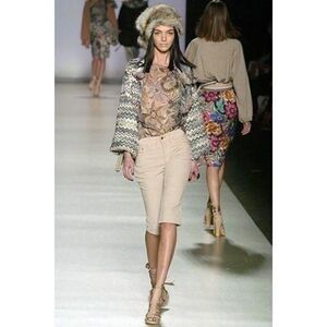 MISSONI Silk Top Blouse Abstract Floral Orange Label Runway NWT Sz 42 US 6